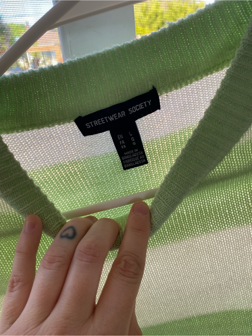 Streetwear Society Cropped Cowl Sweater in Light Green & White - Picture 5 of 12